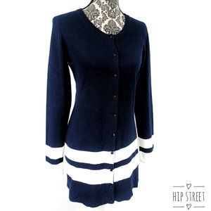 EYN LS Stripe Bands Long Caridgan Sweater Tunic M